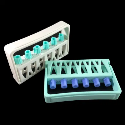 Supporto per file per terapia canalare endodontica dentale Scatola per rack per disinfezione Supporto per trapano per file endodontici a 6 fori